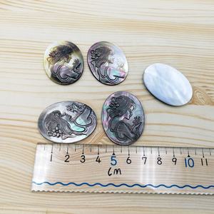 Vintage Naturel 40*30mm Noir <span class=keywords><strong>Nacre</strong></span> Beauté Dame Portrait Couleurs Gravé <span class=keywords><strong>Camée</strong></span> Pendentif Sculpté - Product Image 5