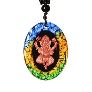 Kualitas Tinggi Disesuaikan Glasir Berwarna Dewa Hindu Ganesh Murti Liontin untuk Pooja - Product Image 4