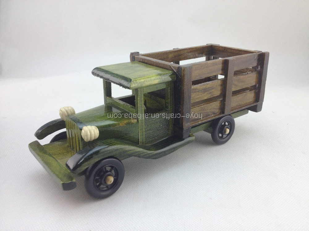 美品】木製クラシックカー風おもちゃグリーンアンティーク