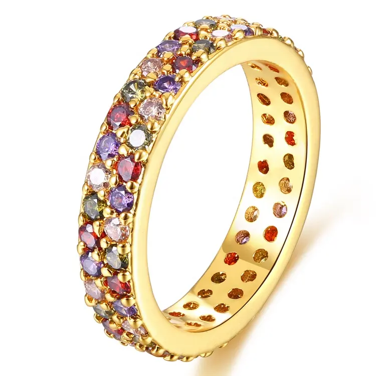 Thiết Kế Trang Sức Vàng Đá Nhiều Màu Zhefan Trang Phục Vàng 18K Trang Sức Vàng Eternity Ring