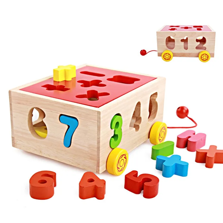 مونتيسوري ألعاب أطفال لغز الرقمية مقطورة مربع خشبي الذكاء اللغز ، خشبية الرقمية مقطورة