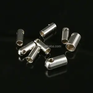 JF0755 Stainless steel Tube End Cap for Leather Cord Tip Beads,Stainless steel Crimp End Caps,stainless steel cord ends