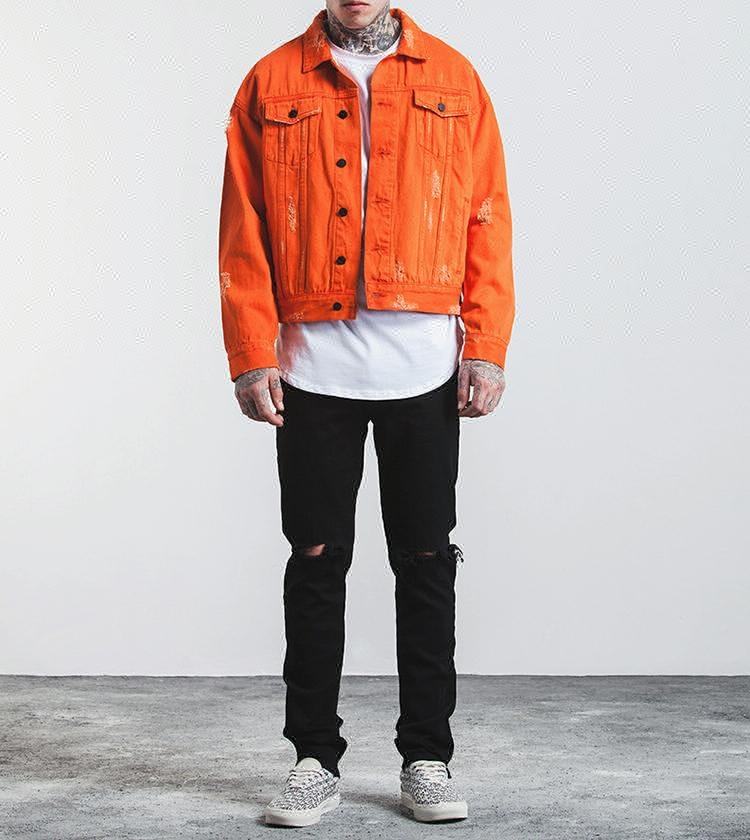orange jean jacket men