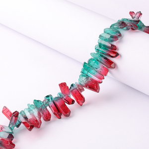 Cristalli <span class=keywords><strong>di</strong></span> <span class=keywords><strong>rocca</strong></span> grezzi naturali quarzo cristalli grezzi punti bastoncini rivestiti in titanio punte perline sciolte forate irregolari - Product Image 4