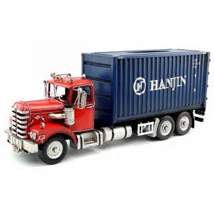 Wholesale Old Vintage Truck Container Antique Style Bar Cafe Home Metal Red Blue Iron Crafts Metal Tissue Box Cover With Holders