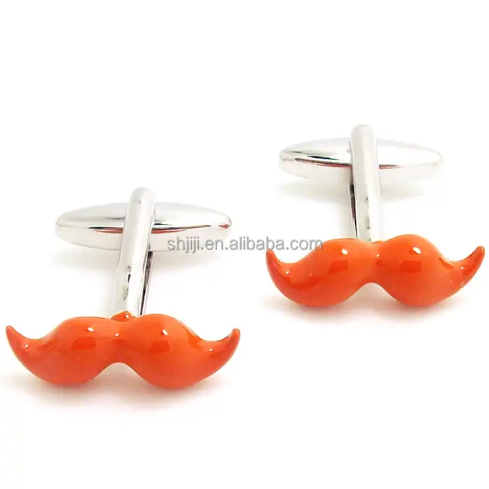 Mustache design cufflinks in orange color Men Accessories