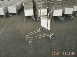 Chariot de supermarché en acier inoxydable, 4 roues, sans frein - Product Image 5