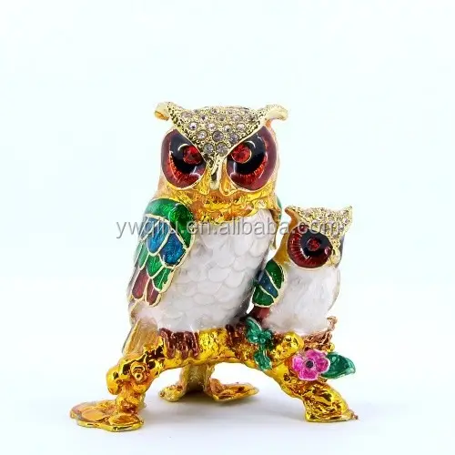 QF2030-3 Mode hibou forme animale en métal bijoux uniques coffrets cadeaux en gros