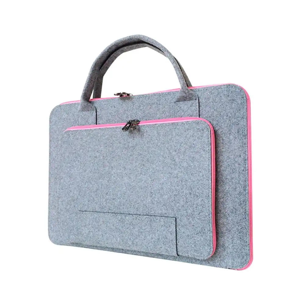 15.6 Inch Felt Laptop Sleeve Bag with Handle Notebook Computer Case Pouch with Accessories Holder