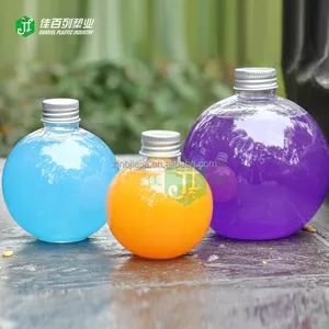 Factory supply Golden Screw Cap Wholesale Ball Sphere Light Bulb Shape Plastic Juice Beverage Bottle