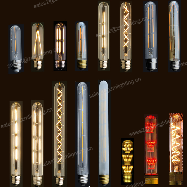 3.5W T10 T20 E14 E27 Antique Edison Filament Style Tubular 40W Equal 2200K Ultra Warm White Dimmable LED Vintage Light Bulb
