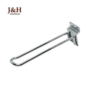 J & <span class=keywords><strong>H</strong></span> Store fixture Hochleistungs-Doppel draht haken aus Metall Stahl Euro Chrom Slatwall Panel Display Haken - Product Image 2