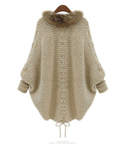 OEM Fashion Korean Cardigan Sweater With Fur Collar Design Winter <strong>Women</strong> Cardigan <strong>CLOAK</strong> - Product Image 3