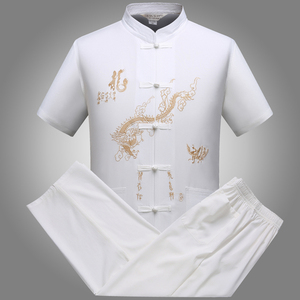 Summer Wear Dragon Ambroidered <strong>Tai</strong> <strong>Chi</strong> Uniform Short Sleeves Tang Suits Wing Chun <strong>Clothing</strong> - Product Image 4