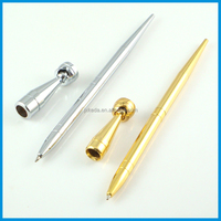 Fournisseur de papeterie, hôtel, banque, caissier, table de réception, stylo, outil d'écriture, support de bureau en métal argenté et doré avec porte-stylo rotatif
