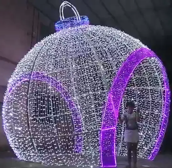 Customizable colorful light up giant christmas ball for outdoor