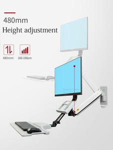 Mb32 Wall <span class=keywords><strong>Mount</strong></span> Workstation gas mùa xuân Cánh Tay Bàn Phím khay dễ dàng điều chỉnh 22-32 inch màn hình chủ ngồi đứng Tính năng sản phẩm kho - Product Image 2