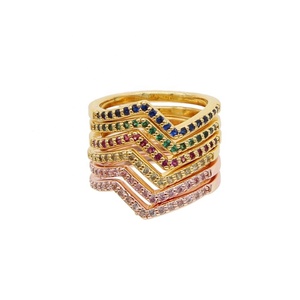 LOZRUNVE gioielli Boho 925 colore <span class=keywords><strong>argento</strong></span> Sterling Wave CZ Eternity Band <span class=keywords><strong>anello</strong></span> impilabile - Product Image 1