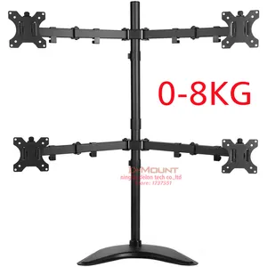 Empat Layar 360 Memutar Besar Dasar Penuh Gerakan 10 "-27" 8Kg LCD Meja TV Mount 4 monitor Desktop Dukungan Layar Berdiri Braket Dudukan