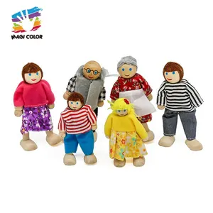 New hottest children pretend play mini wooden doll house family W06D119