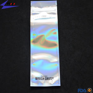 Bolsa de plástico con cremallera frontal holográfica para brochas de maquillaje, embalaje sellado al calor, transparente - Product Image 5