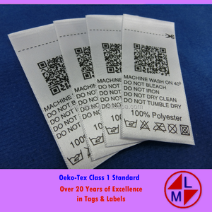 Étiquette d'entretien imprimée lavable écologique avec code QR, ruban en satin polyester pour vêtements et chaussures - Product Image 2