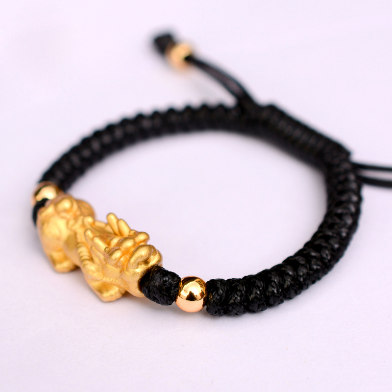 Gold-plated Pixiu black rope