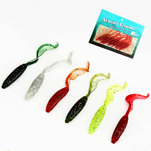 9.5 centimetri singolo long tail morbido larva grub richiamo verme <span class=keywords><strong>silicone</strong></span> esche da pesca lure - Product Image 1