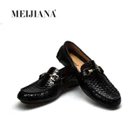 MEIJIANA حذاء خفيف حقيقية بقرة جلد رجل متعطل أزياء اليدوية الأخفاف الانزلاق على أسود الرجال قارب الأحذية