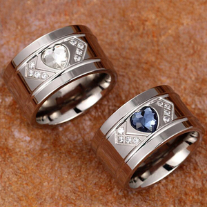 Del Diamante Del Corazón Para Mujer Para <span class=keywords><strong>Hombre</strong></span> <span class=keywords><strong>de</strong></span> Compromiso Alianzas <span class=keywords><strong>de</strong></span> Boda <span class=keywords><strong>de</strong></span> Acero Inoxidable - Product Image 3