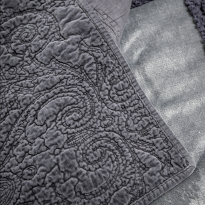 Colcha en relieve de terciopelo y algodón 100%, cómoda colcha de color gris, juego de sábanas de cama con bordado 3d - Product Image 3