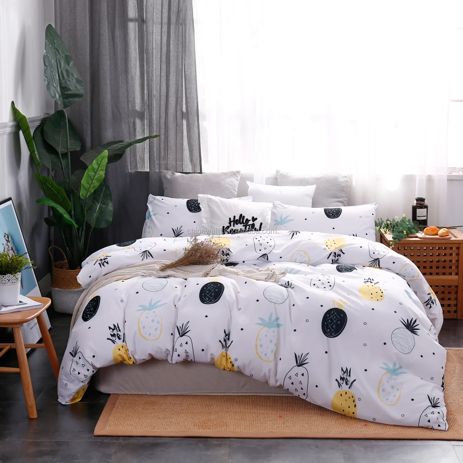 Regina Biancheria Da Letto Duvet Cover Set, 3 Pezzi-1000-TC In Microfibra di Lusso Giù Copertura Della Trapunta Comforter con la Chiusura Lampo