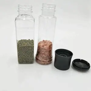 Toptan karabiber pembe tuz-340ml-350ml plastik karabiber değirmeni parçaları/380g-400g PET şişe öğütücü kapağı ile himalaya pembe tuz değirmeni/tek kullanımlık biber çalkalayıcı