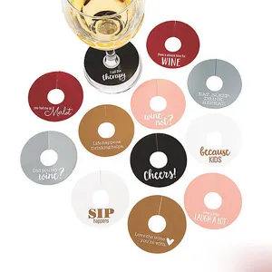 Étiquette de verre à vin en carton blanc, impression personnalisée et taille ronde drôle, étiquette volante