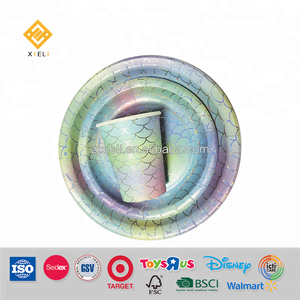 Set di forniture per <span class=keywords><strong>feste</strong></span> a sirena a tema <span class=keywords><strong>2023</strong></span> tovagliolo di carta piatto di carta a sirena bicchiere di carta per la decorazione della festa - Product Image 2