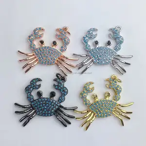2018 hot selling pave zircon crabs bug insects jewelry cz pendants charms