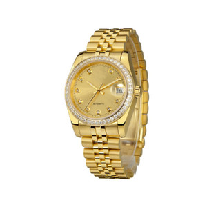 Montre de luxe pour couple en acier inoxydable, boîtier en strass, de haute qualité, plaqué or, tendance, japonais, mouvement quartz - Product Image 2