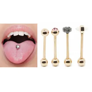 Custom Unique Cool Sexy Opal Piercing Bar Barbell Internally Threaded Tongue Ring Body Jewelry