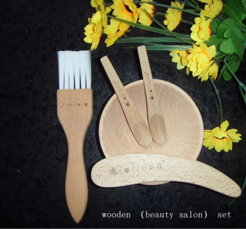 Conjunto de pincéis de bambu ecológico, ferramentas de tintura de bambu para cabeleireiro, tigela, combo