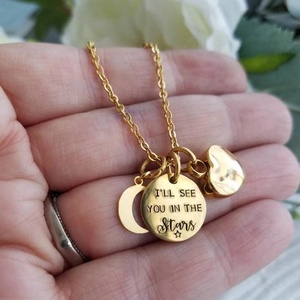 Collana commemorativa I'll See You in the Stovis con urna a forma di cuore rotondo in acciaio inossidabile, kit per il riempimento dell'urna con imbuto - Product Image 3