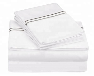 Customized Single <strong>Double</strong> Queen king Luxury Embroidered White Hotel Flat <strong>Sheet</strong> <strong>Bed</strong> <strong>Sheet</strong> <strong>Fitted</strong> <strong>Sheet</strong> Set for Wholesale - Product Image 2