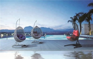 Chaise suspendue en rotin pour <span class=keywords><strong>jardin</strong></span> extérieur, patio, chaise suspendue en rotin avec support - Product Image 2