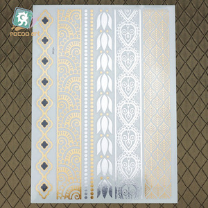 Di modo india hennè oro argento di bellezza del corpo della farfalla <span class=keywords><strong>con</strong></span> elephant tatuaggi adesivo colorato disegno del tatuaggio temporaneo metallic - Product Image 6