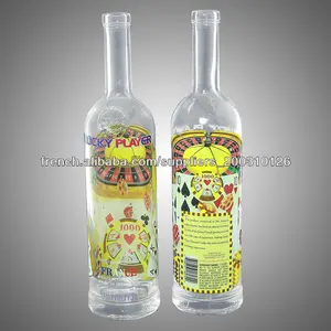 750ml gel bouteille en verre de vodka avec l'impression de décoration
