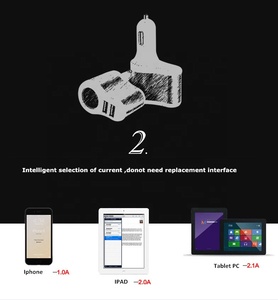 Joj sạc nhanh ABS + nhôm Cổng USB kép cảm ứng chuyển đổi stereo 12-24V Thuốc lá nhẹ hơn tương thích thẻ SD Thẻ Sim - Product Image 4
