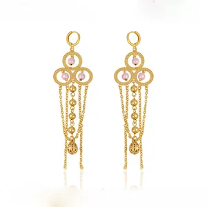 29376 nieuwe collectie xuping kostuum sieraden dubai vergulde kraal kwast vrouwen gouden oorbellen ontwerp met prijs