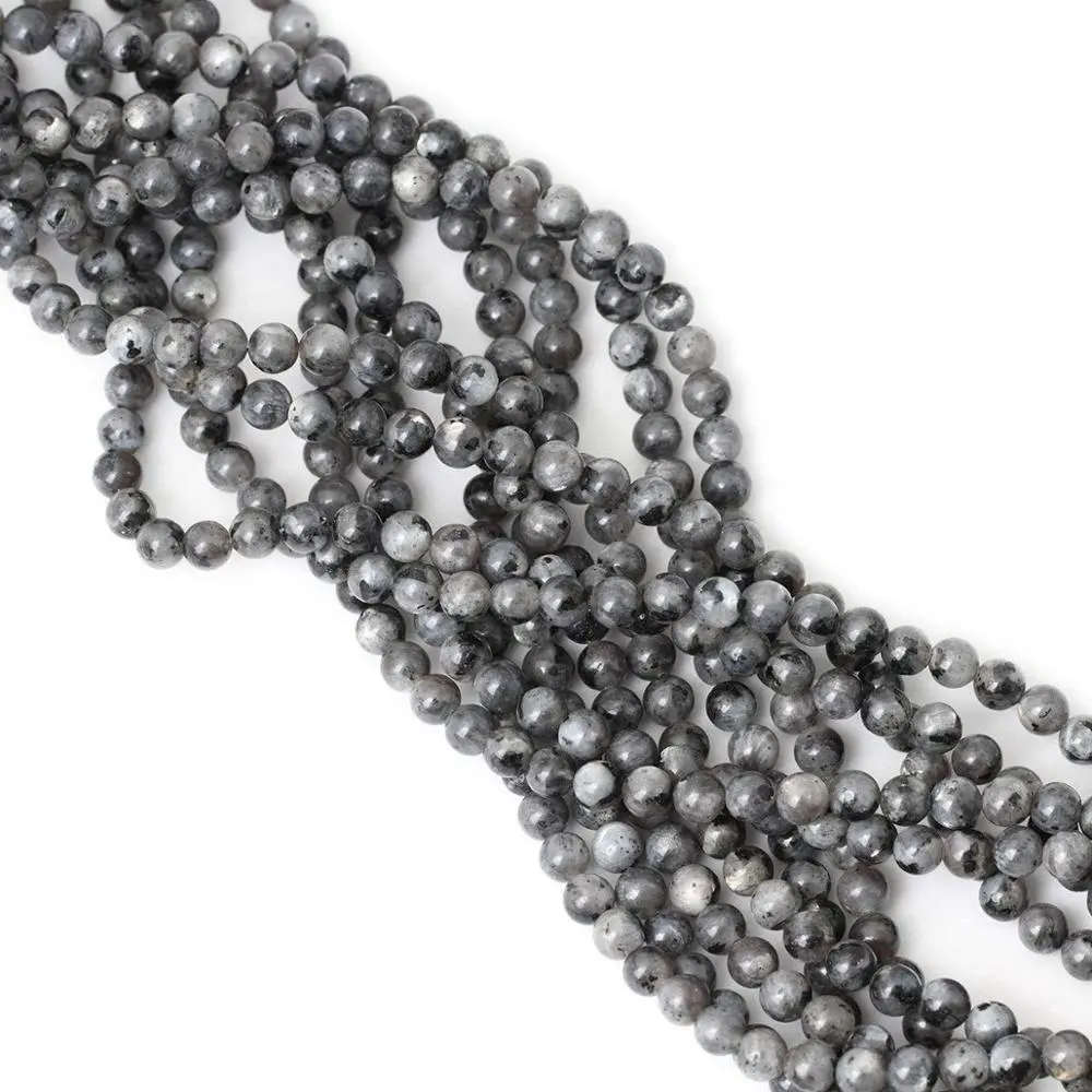 Natural Smooth Larvikite Black Labradorite Gemstone Loose Beads For Jewelry Making Handmade Crafts 4ミリメートル6ミリメートル8ミリメートル10ミリメートル12ミリメートル14ミリメートル