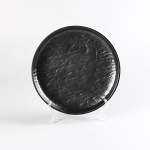 Slate <strong>stone</strong> dish <strong>plates</strong> japanese <strong>korean</strong> restaurant dinner matte black Jinqiangyi melamine round shaped - Product Image 1