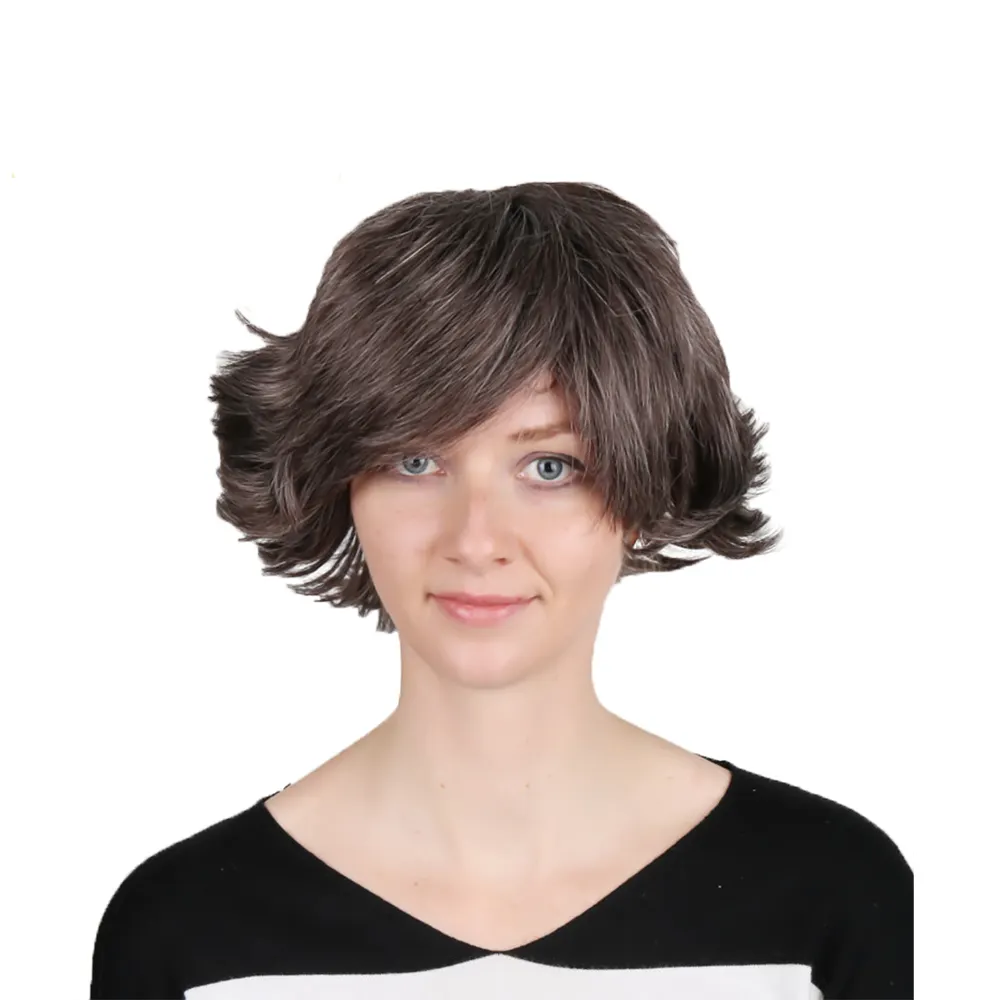 fashion brown synthetic wholesale wigs online women short curly wig