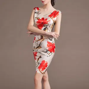 Chất Lượng Cao Thăng Hoa In Ấn Sexy Silk Night Dress Maxi Dresses Cho Tuần Trăng Mật